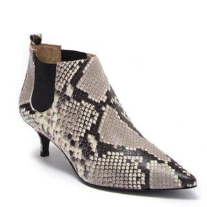 EUC M by Bruno Magli Kisha Snakeskin Embossed Leather boots 6.5 Kitten heel